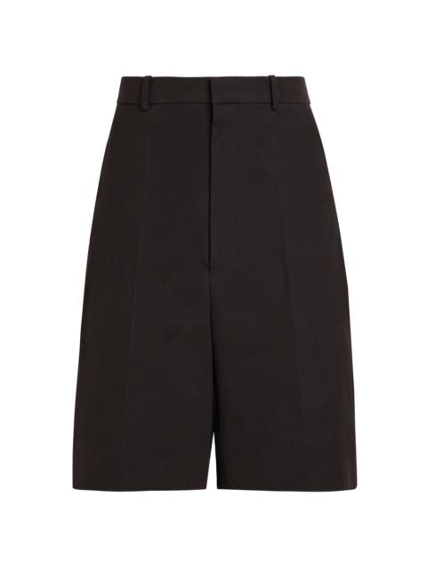 Bottega Veneta Men's Gabardine Cotton Shorts - Dark Carrubo