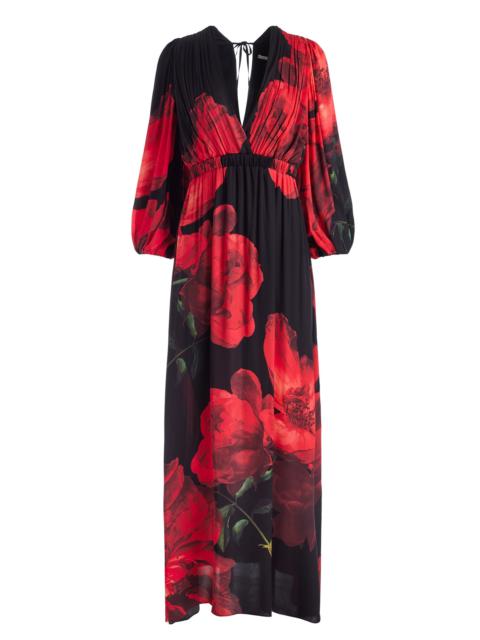 Alice + Olivia CLARISSA DEEP V GODET MAXI DRESS