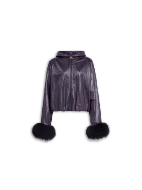 Alaïa LEATHER HOODED WINDJACKET