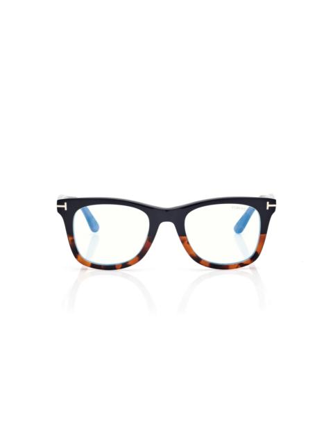 TOM FORD BLUE BLOCK SQUARE OPTICALS WITH CLIP ON SUNGLASSES