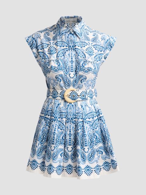 Cara Cara Women's Octavia Paisley Cotton Poplin Mini Dress - Palm Paisley Sky