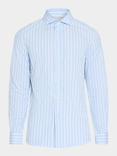 Brunello Cucinelli Men's Double-Stripe Cotton Dress Shirt