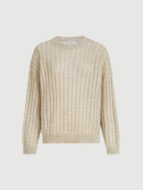 Brunello Cucinelli Linen dazzling cable openwork sweater