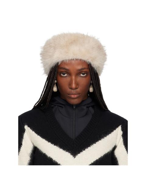 Valentino Beige VLogo Signature Faux-Fur Headband