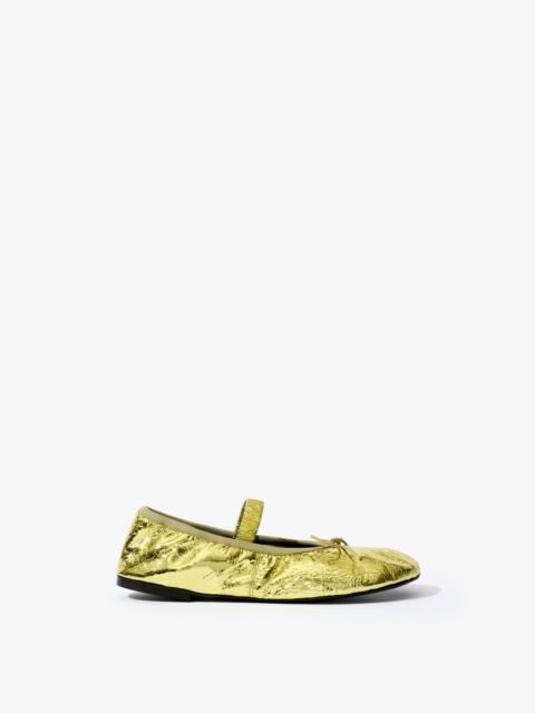 Glove Mary Jane Ballet Flats in Crinkled Metallic