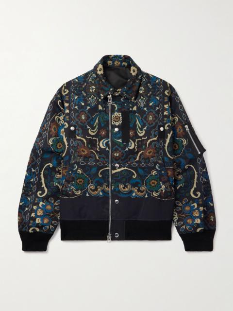 sacai Floral-Print Cotton-Blend Bomber Jacket Navy