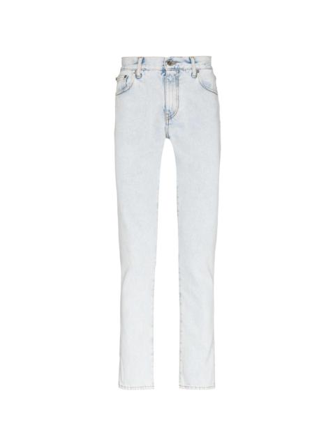 diagonal striped pocket skinny jeans