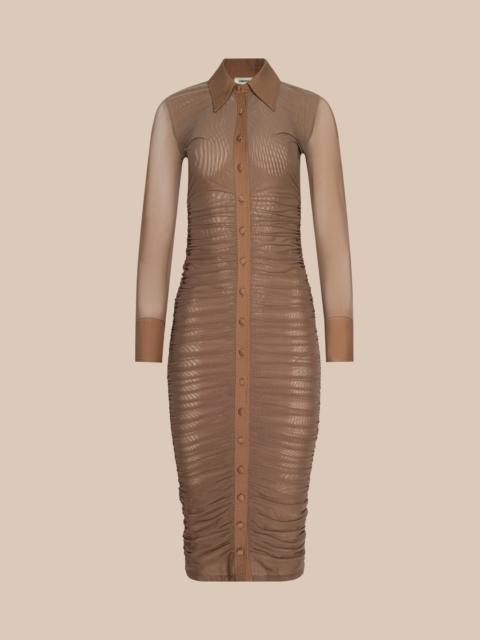 L'AGENCE Adriana Ruched Midi Dress