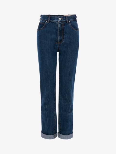 Alexander McQueen Slim Boyfriend Denim Trouser in Washed Blue