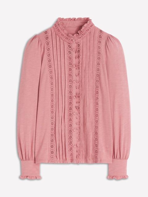 BODEN Lace Detail Jersey Shirt-Vintage Rose