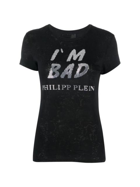 PHILIPP PLEIN logo-print sequin-detail T-shirt
