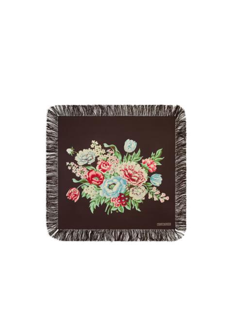 TORY BURCH floral fringed square scarf
