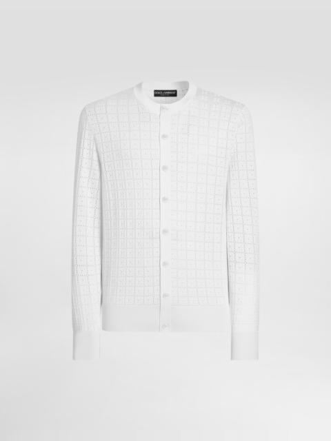 Dolce & Gabbana Logo-embroidered silk broderie anglaise cardigan