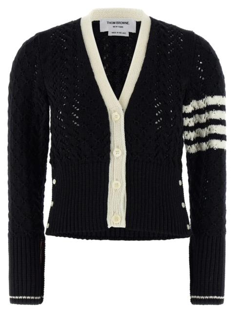 Thom Browne Cable Pointelle Stitch Classic Cardigan