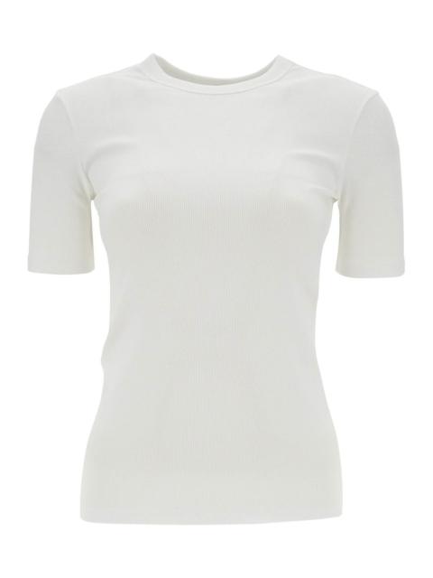 Totême WHITE ORGANIC COTTON RIBBED CREW NECK SWEATER
