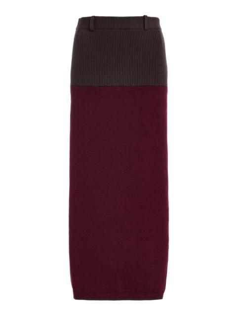 MATTHEW BRUCH Colorblock Knit Midi Skirt