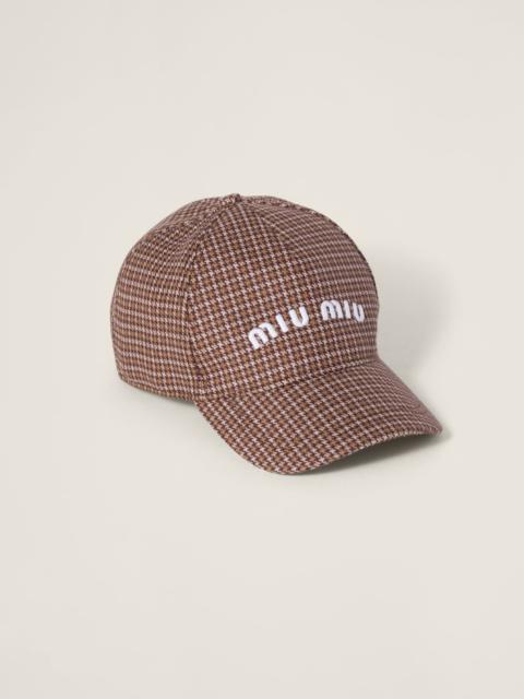 Miu Miu Houndstooth check wool baseball cap