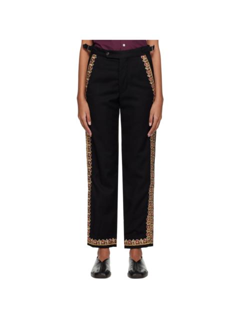 BODE Black Regal Scallop Trousers