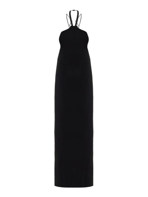 Crepe Halter Maxi Dress black