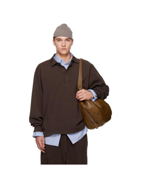HED MAYNER Brown Cotton Long Sleeve Polo