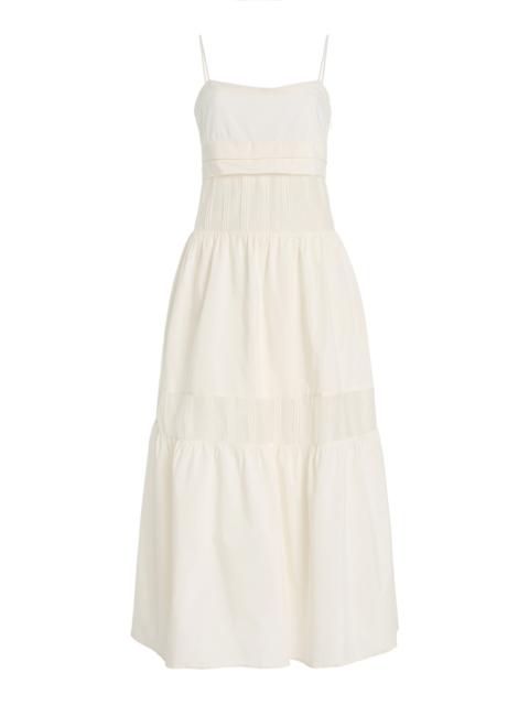 POSSE Exclusive Pearl Cotton-Silk Midi Dress ivory