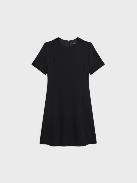 Theory Flared Short-Sleeve Dress in Admiral Crepe