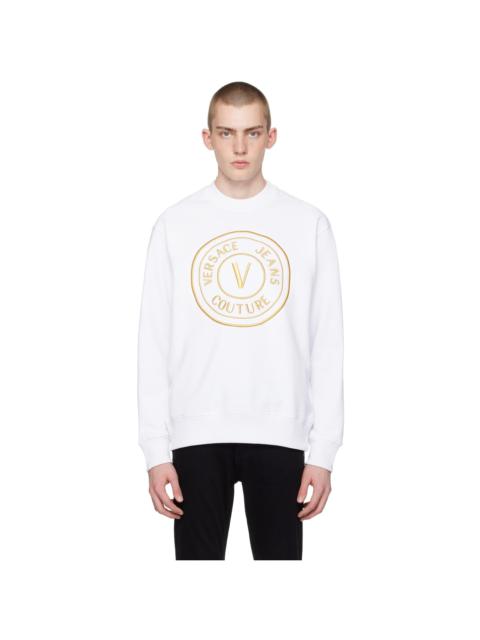 VERSACE JEANS COUTURE White V-Emblem Sweatshirt