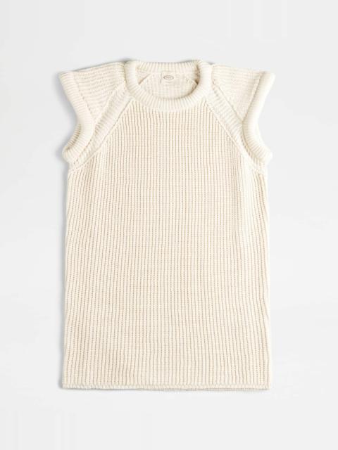 Tod's TOP IN COTTON KNIT - OFF WHITE