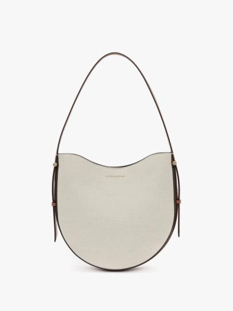 Victoria Beckham Medium Dia Hobo Bag In Ivory Canvas With Tan Leather