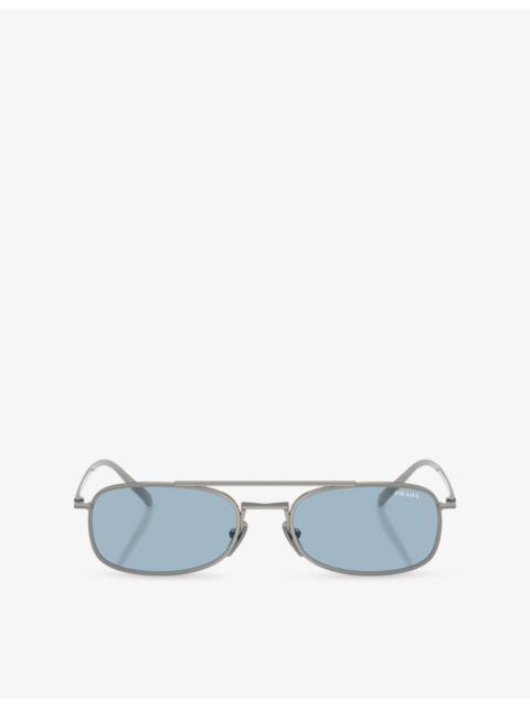 Prada PRD59S Rectangle-Frame Metal Sunglasses