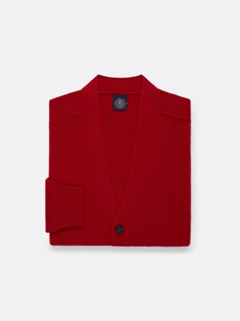 J. PRESS RED LAMBSWOOL CARDIGAN SWEATER