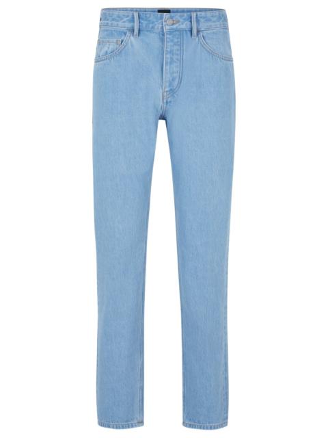 BOSS TAPERED-FIT JEANS IN BLUE PURE-COTTON DENIM