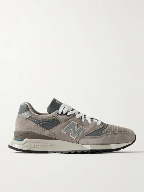 New Balance 998 Core Rubber-Trimmed Leather, Mesh and Suede Sneakers