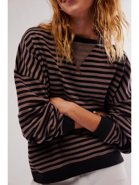 FREE PEOPLE We The Free Classic Striped Oversized Crewneck