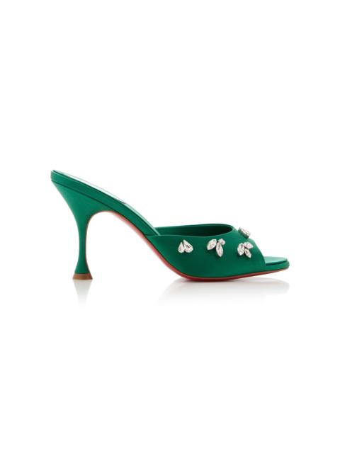 Christian Louboutin Degraqueen 85mm Crystal-Embellished Crepe Satin Sandals green