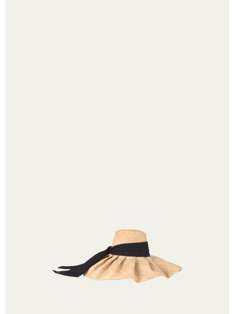 EUGENIA KIM Bella Raffia Sun Hat with Chiffon Scarf
