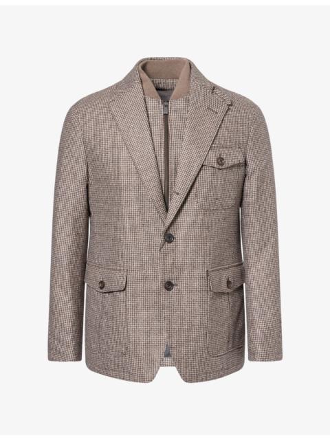 CORNELIANI Dogtooth Bib Wool Blazer