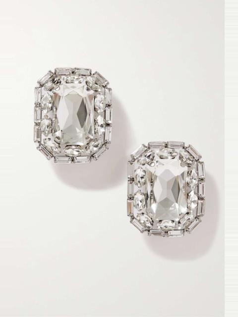 Alessandra Rich Oversized silver-tone crystal clip earrings