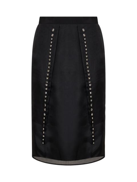 Stella McCartney Black crystal-embellished silk organza midi skirt