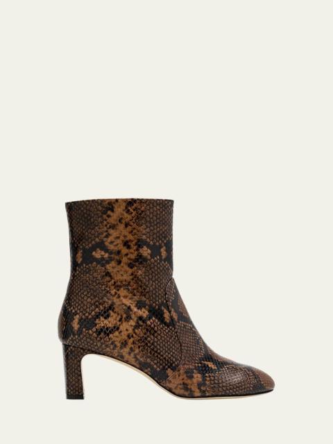 Stuart Weitzman Babette Snake-Printed Leather Booties