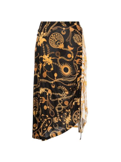 Marine Serre Ornament Moon-print midi skirt
