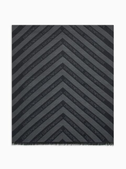 EMPORIO ARMANI Jacquard modal-blend stole with diagonal logo motif