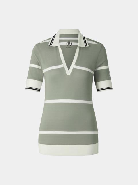 BOGNER Jessi polo shirt in Eucalyptus/Off-White