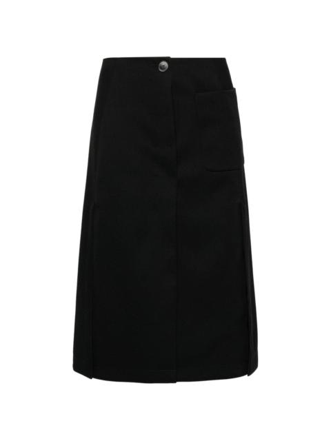 pleated tailored midi skirt