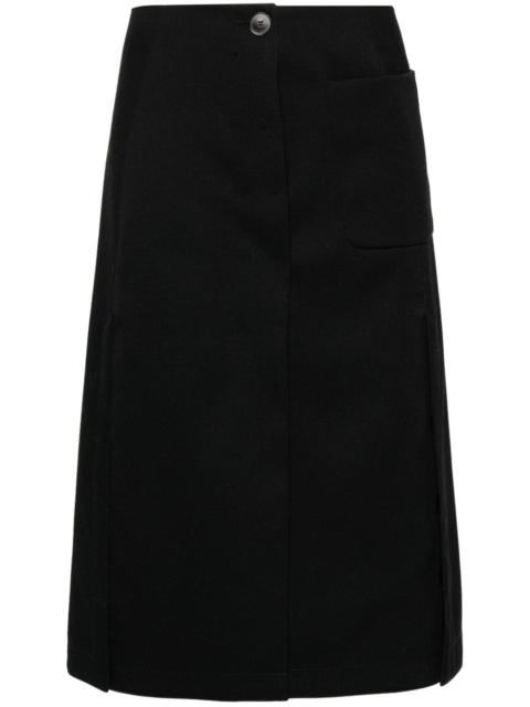 pleated tailored midi skirt