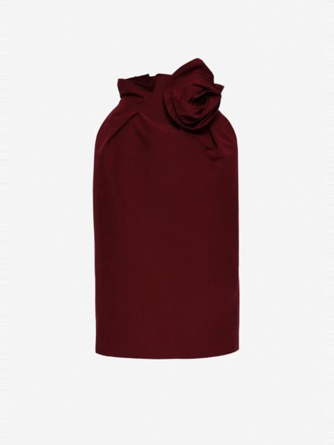 MAGDA BUTRYM Flower-detail midi skirt in burgundy
