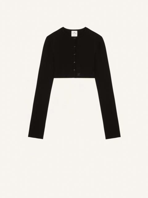 courrèges WOOL KNIT CROPPED CARDIGAN