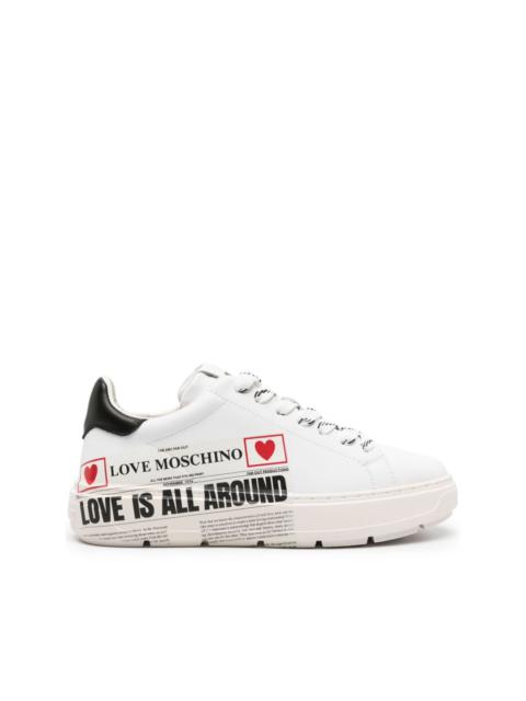 Moschino newspaper-print leather sneakers