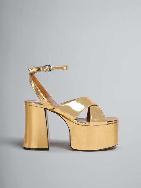 Marni GOLD LEATHER PLATFORM SANDAL