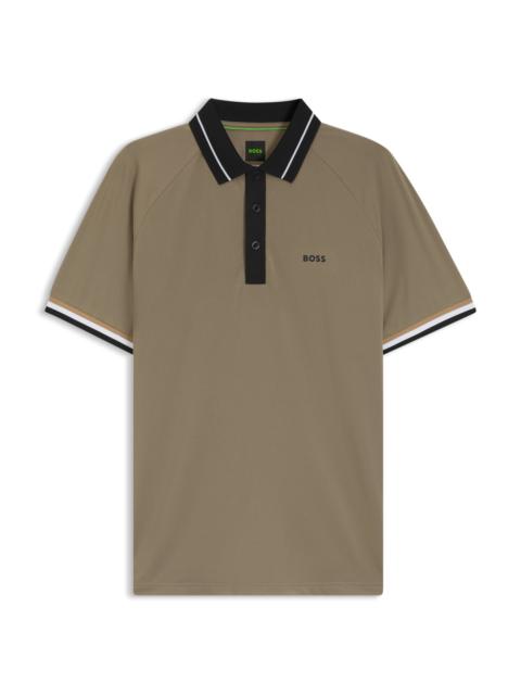 BOSS ACTIVE SLIM-FIT POLO SHIRT WITH BRANDED DETAILS
